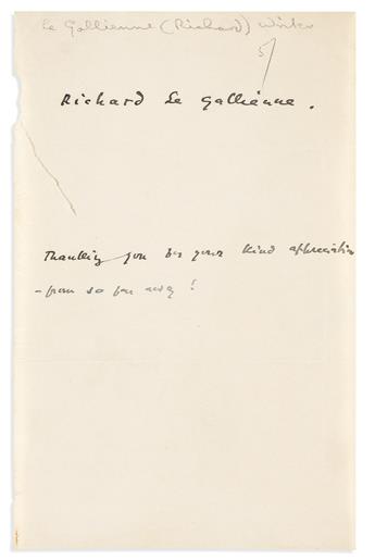 (WRITERS--BRITISH.) Group of 6 items Signed, or Signed and Inscribed: Lytton Strachey * Alfred Tennyson * G.K. Chesterton * Walter Cran